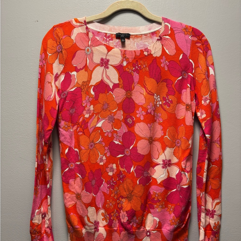 Talbots Pink Graphic Fitted Blouse